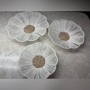 Set of Three White and Tan Decorative Wall Pieces